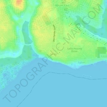 Ijede topographic map, elevation, terrain