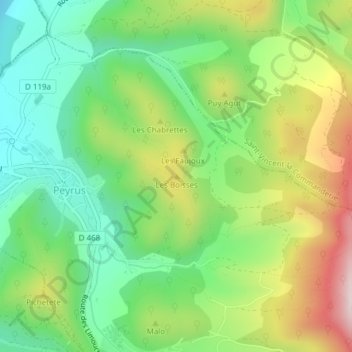 Les Boisses topographic map, elevation, terrain
