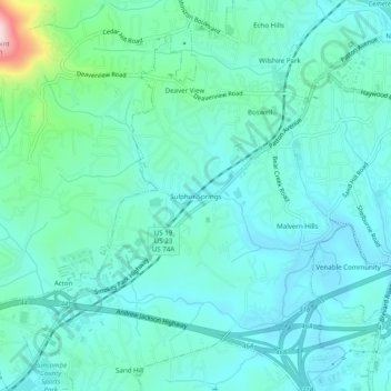 Sulphur Springs topographic map, elevation, terrain