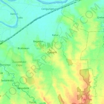 Gayam topographic map, elevation, terrain