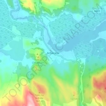 Acharacle topographic map, elevation, terrain