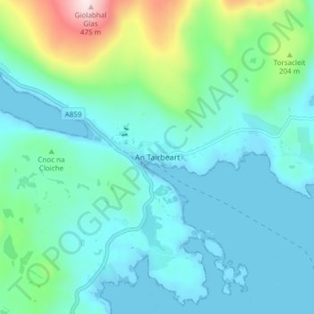 Tarbert topographic map, elevation, terrain