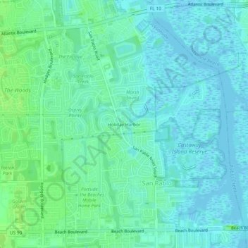 Holiday Harbor topographic map, elevation, terrain