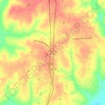 Chalybeate Springs topographic map, elevation, terrain