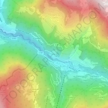 Fontaine topographic map, elevation, terrain