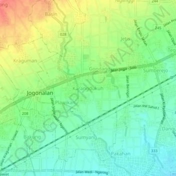 Karangdukuh topographic map, elevation, terrain