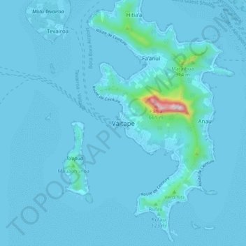 Vaitape topographic map, elevation, terrain
