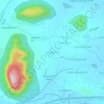 Tarluvada topographic map, elevation, terrain