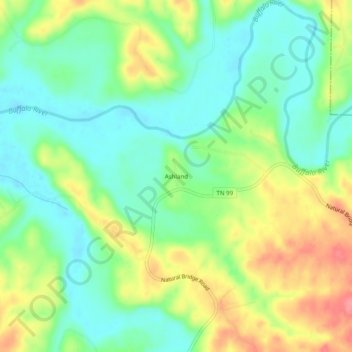 Ashland topographic map, elevation, terrain