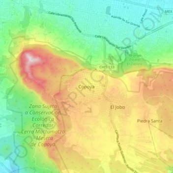 Copoya topographic map, elevation, terrain