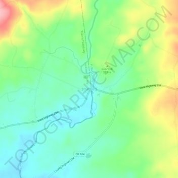 Stratford topographic map, elevation, terrain
