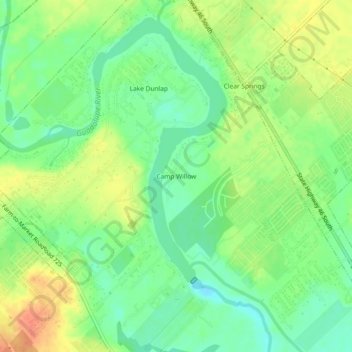 Camp Willow topographic map, elevation, terrain