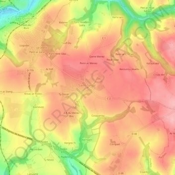 Le Bourg topographic map, elevation, terrain