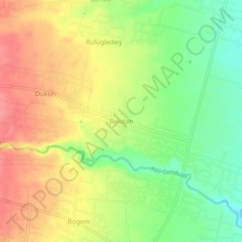 Belotan topographic map, elevation, terrain
