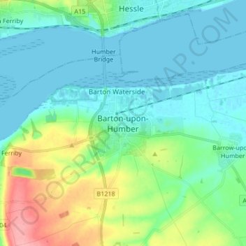 Barton-upon-Humber topographic map, elevation, terrain