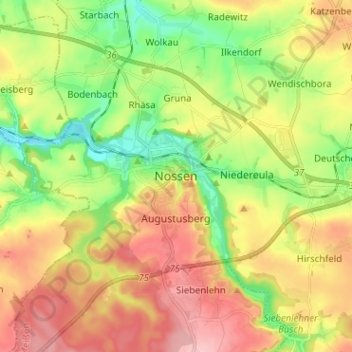 Nossen topographic map, elevation, terrain