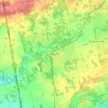King City topographic map, elevation, terrain