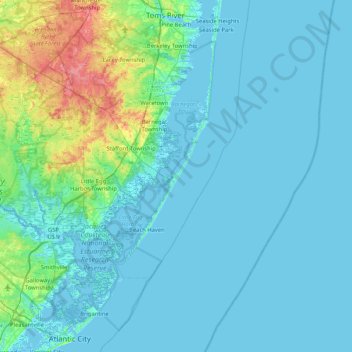 Long Beach Island topographic map, elevation, terrain