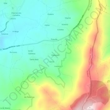 Vilaxuste topographic map, elevation, terrain