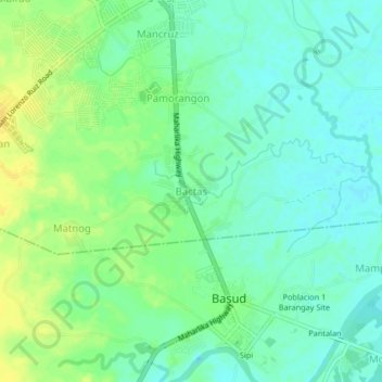 Bactas topographic map, elevation, terrain