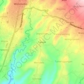 Paguwan topographic map, elevation, terrain