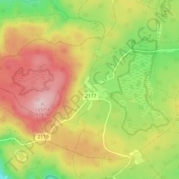 Kladská topographic map, elevation, terrain