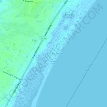 Litchfield Beach topographic map, elevation, terrain