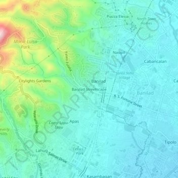 Banilad Streetscape topographic map, elevation, terrain