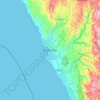 Rumonge topographic map, elevation, terrain