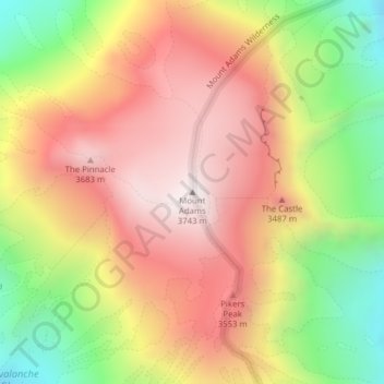 Mount Adams topographic map, elevation, terrain