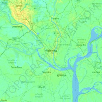 Narayanganj topographic map, elevation, terrain