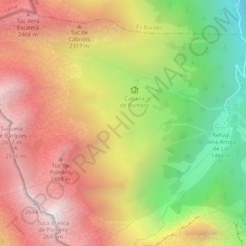 Pomèro topographic map, elevation, terrain