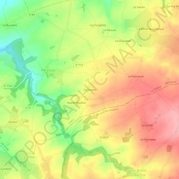 La Saigne topographic map, elevation, terrain