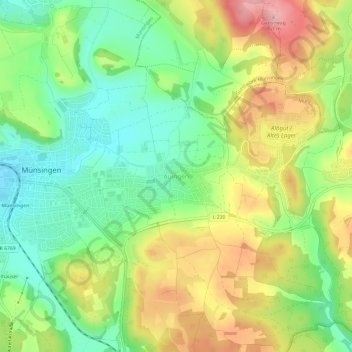 Auingen topographic map, elevation, terrain