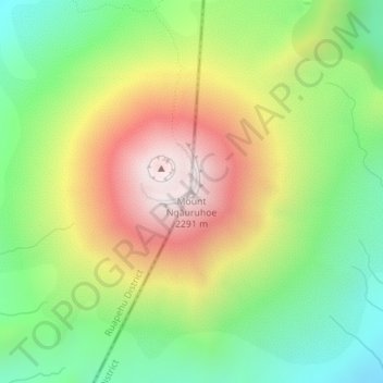 Mount Ngauruhoe topographic map, elevation, terrain
