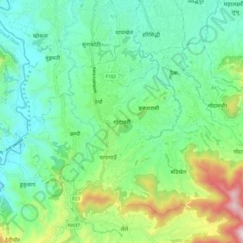 Godawari topographic map, elevation, terrain