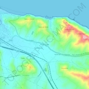 Ponte Tavollo topographic map, elevation, terrain