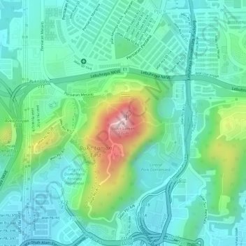Bukit Lanjan topographic map, elevation, terrain
