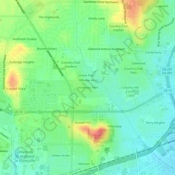 University Park topographic map, elevation, terrain