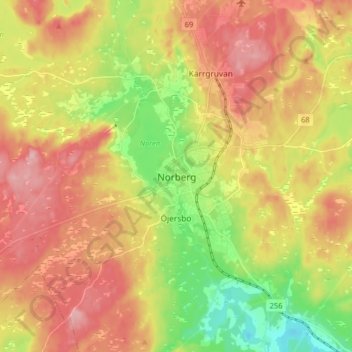Norberg topographic map, elevation, terrain