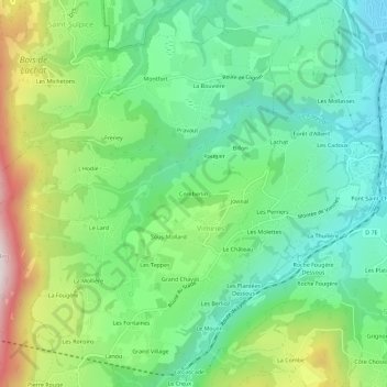 Comberlin topographic map, elevation, terrain