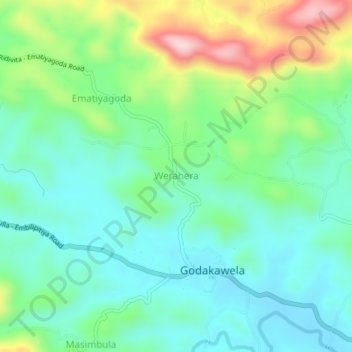 Werahera topographic map, elevation, terrain