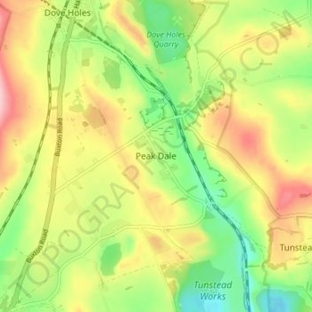 Peak Dale topographic map, elevation, terrain