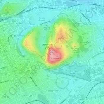 Arthur's Seat topographic map, elevation, terrain