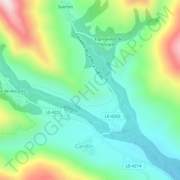 A Corona topographic map, elevation, terrain