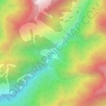 Gaurikund topographic map, elevation, terrain