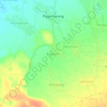Rajegwesi topographic map, elevation, terrain