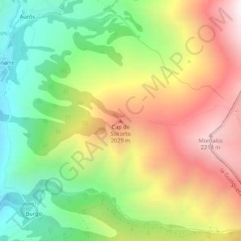Cap de Socorto topographic map, elevation, terrain