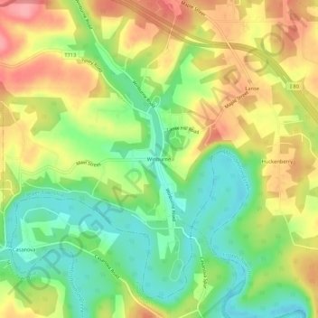 Winburne topographic map, elevation, terrain