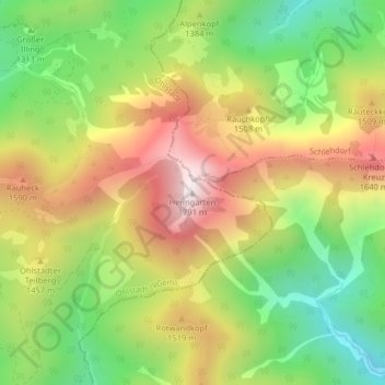 Heimgarten topographic map, elevation, terrain